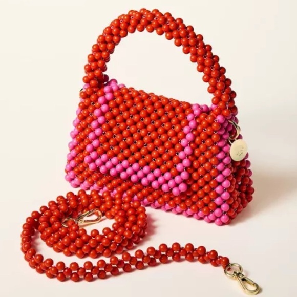 Kate Spade x Target Red/Pink Colorblock Beaded Crossbody Bag NWT - Picture 2 of 5